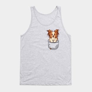 Pocket Cute Papillon puppy Tank Top